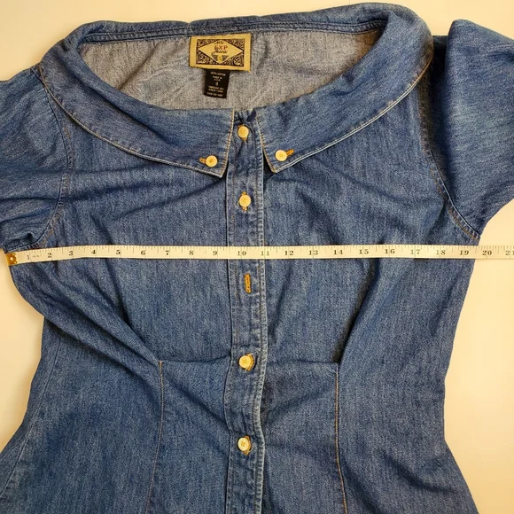Express vintage long sleeve denim shirt sz 9 - Picture 5 of 9